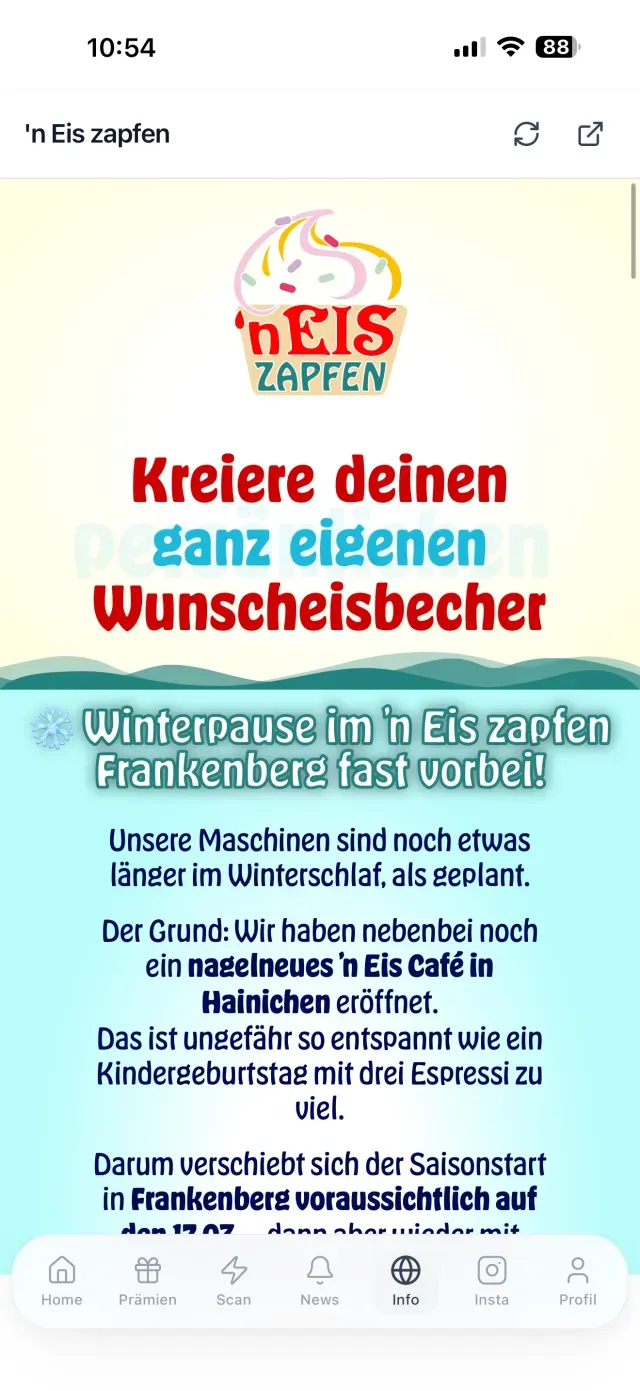 Eingebettete Webseite in der Treuli App