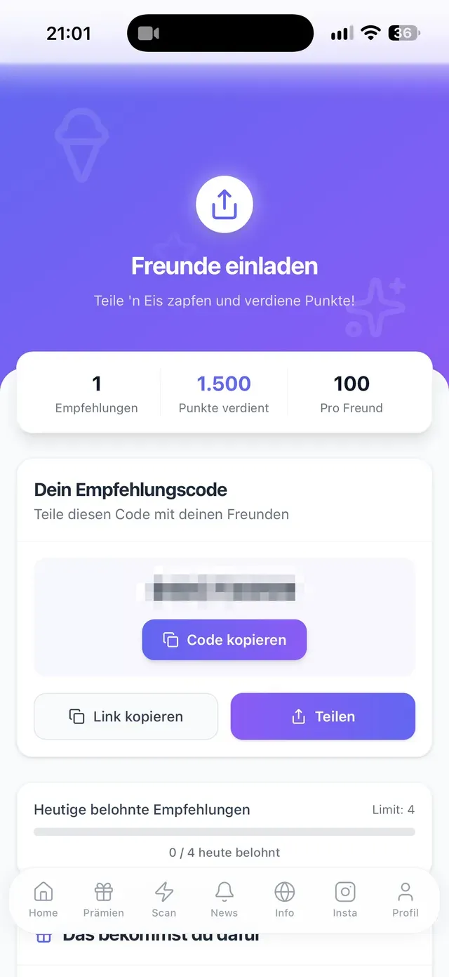 Freunde einladen in der Treuli App