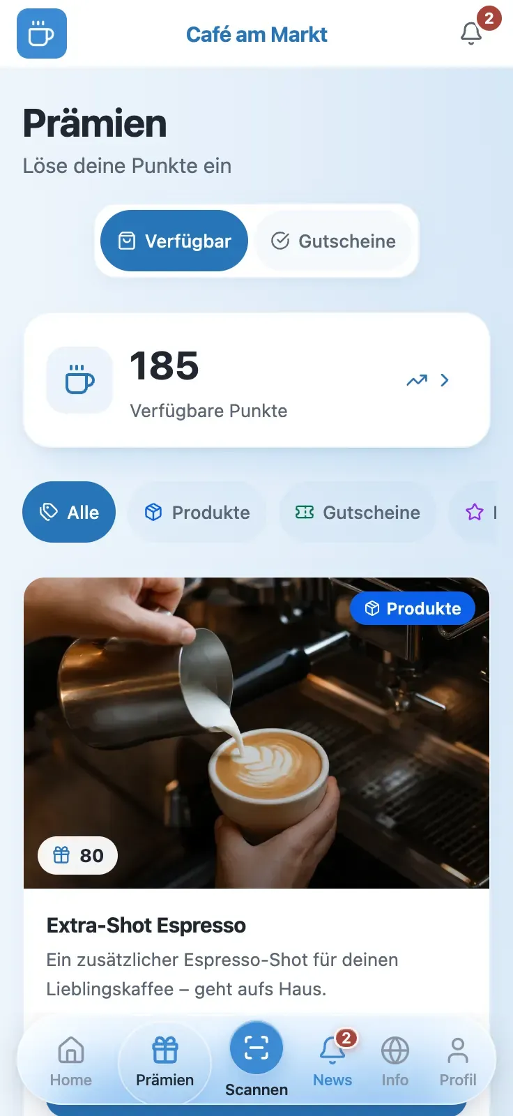 Prämienübersicht in der Treuli-App