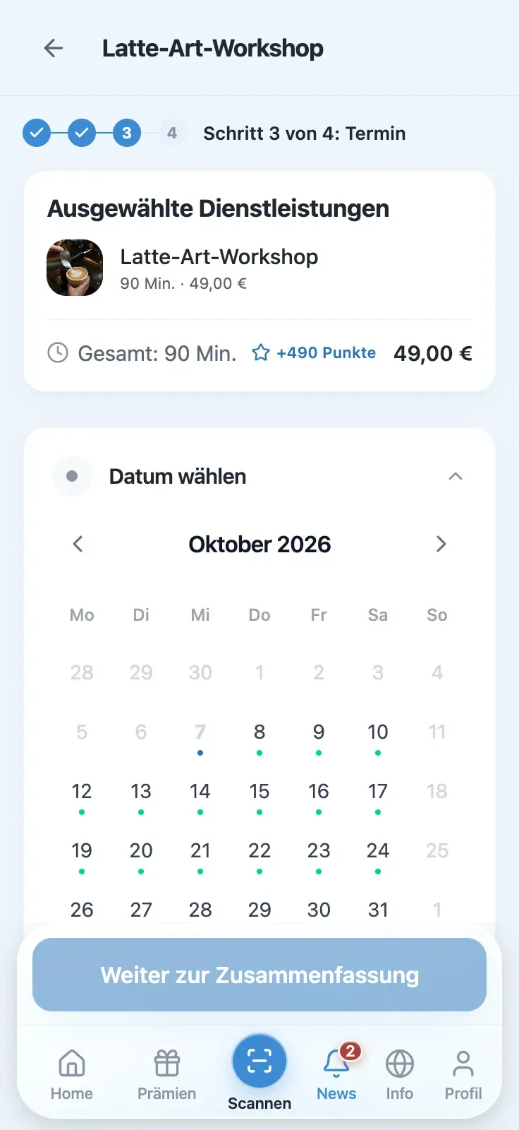 Terminkalender in der Treuli-App