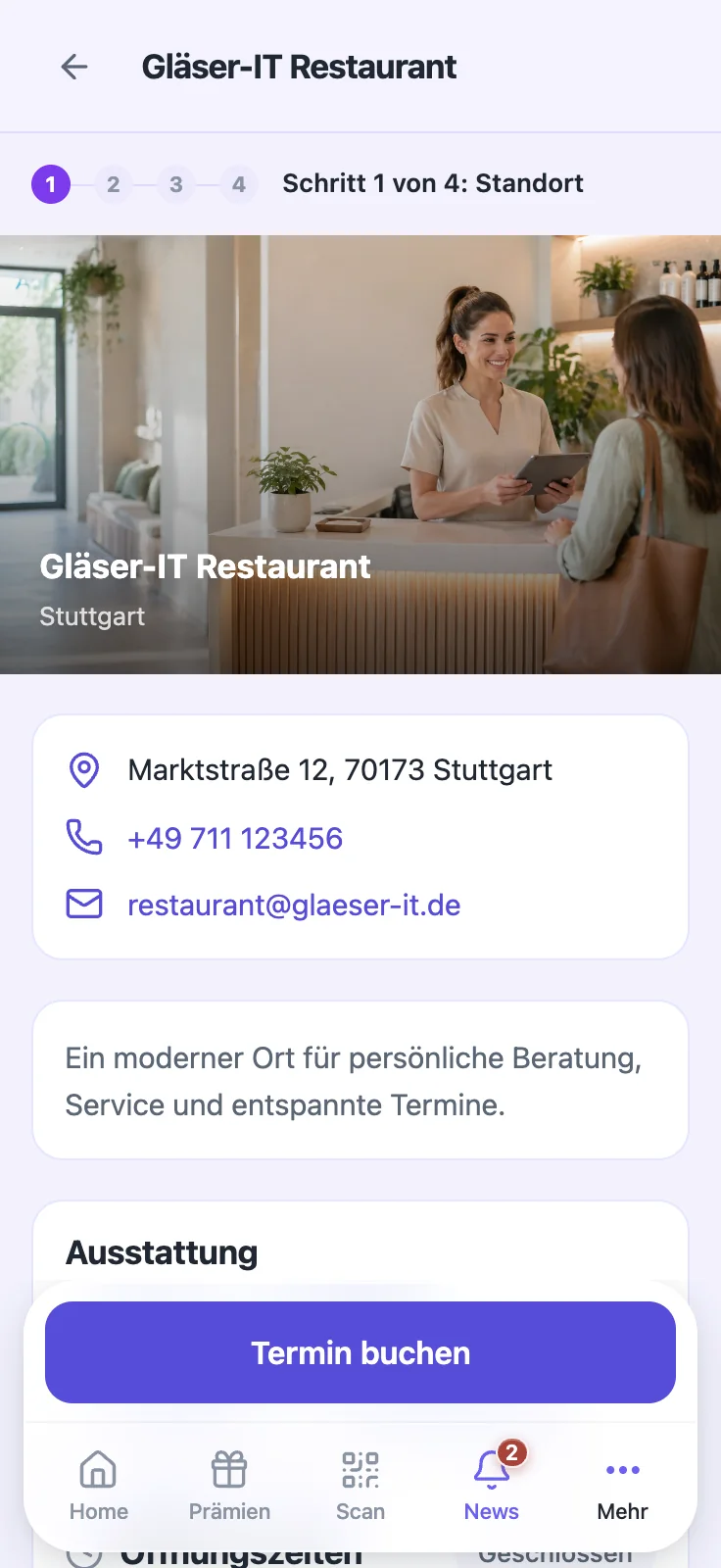 Standortauswahl in der Treuli App