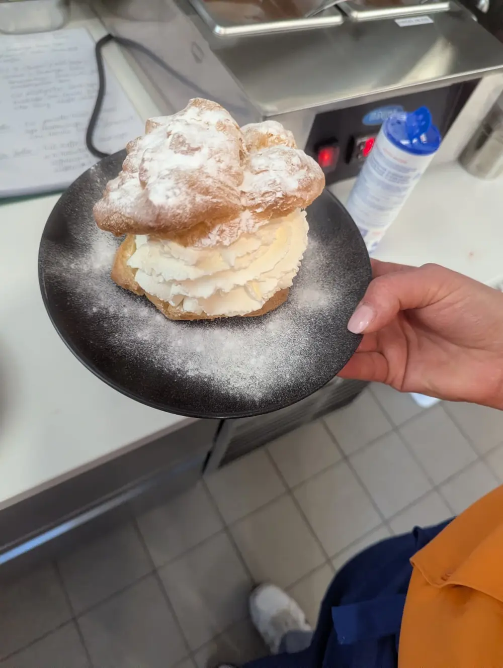 Homemade cream puff with whipped cream
